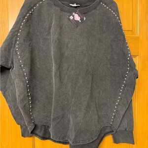 White Birch Dark Gray Sweatshirt with Studded Details
